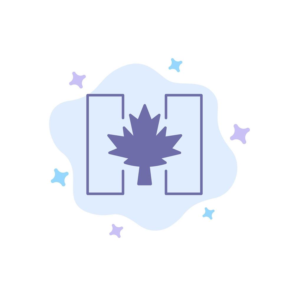 Flag Autumn Canada Leaf Blue Icon on Abstract Cloud Background vector