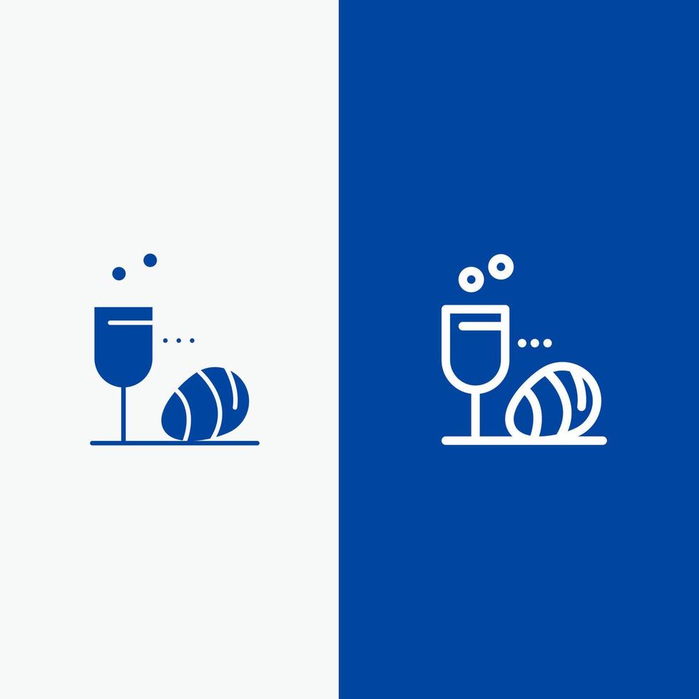 Glass Egg Easter Drink Line and Glyph Solid icon Blue banner Line and Glyph Solid icon Blue banner vector