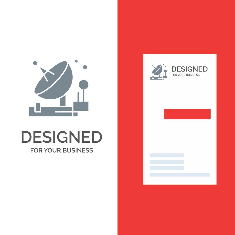 Antenna Communication Parabolic Satellite Space Grey Logo Design and Business Card Template vector