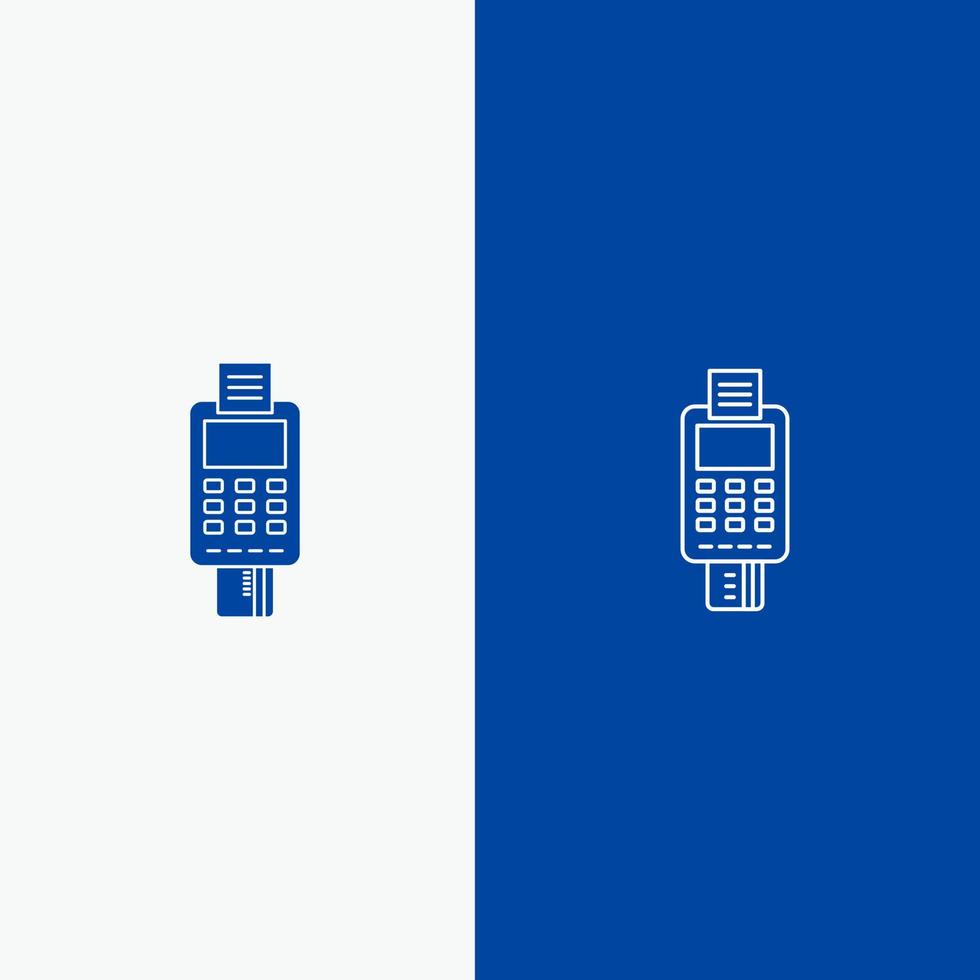 Machine Business Card Check Credit Card Credit Card Machine Payment ATM Line and Glyph Solid icon Blue banner Line and Glyph Solid icon Blue banner vector