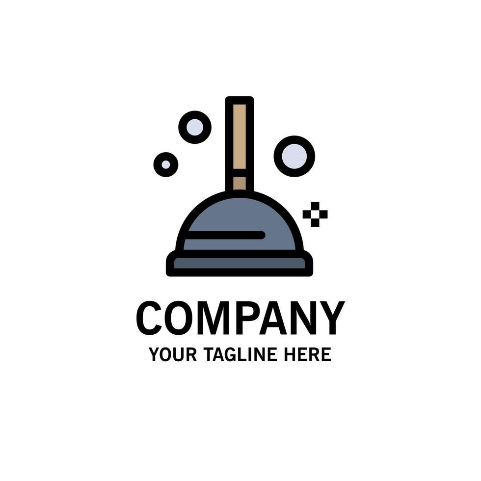 Cleaning Improvement Plunger Business Logo Template Flat Color vector