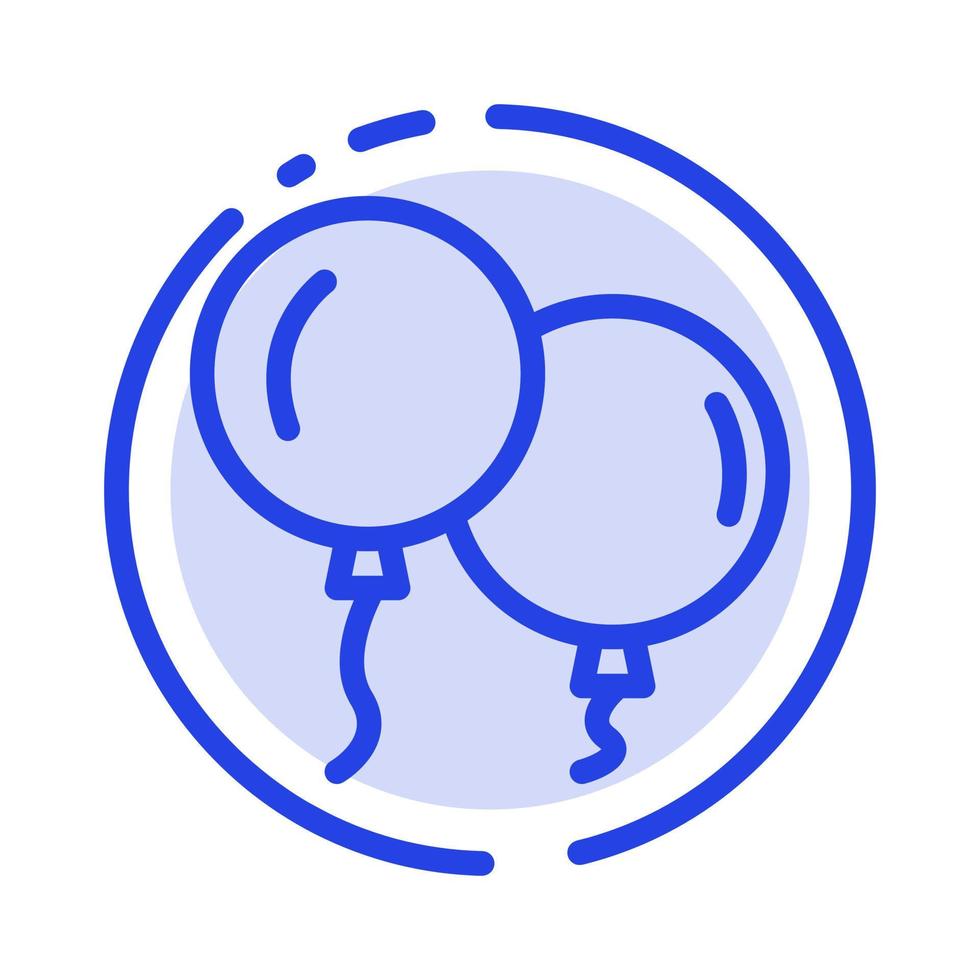 Balloons Fly Spring Blue Dotted Line Line Icon vector