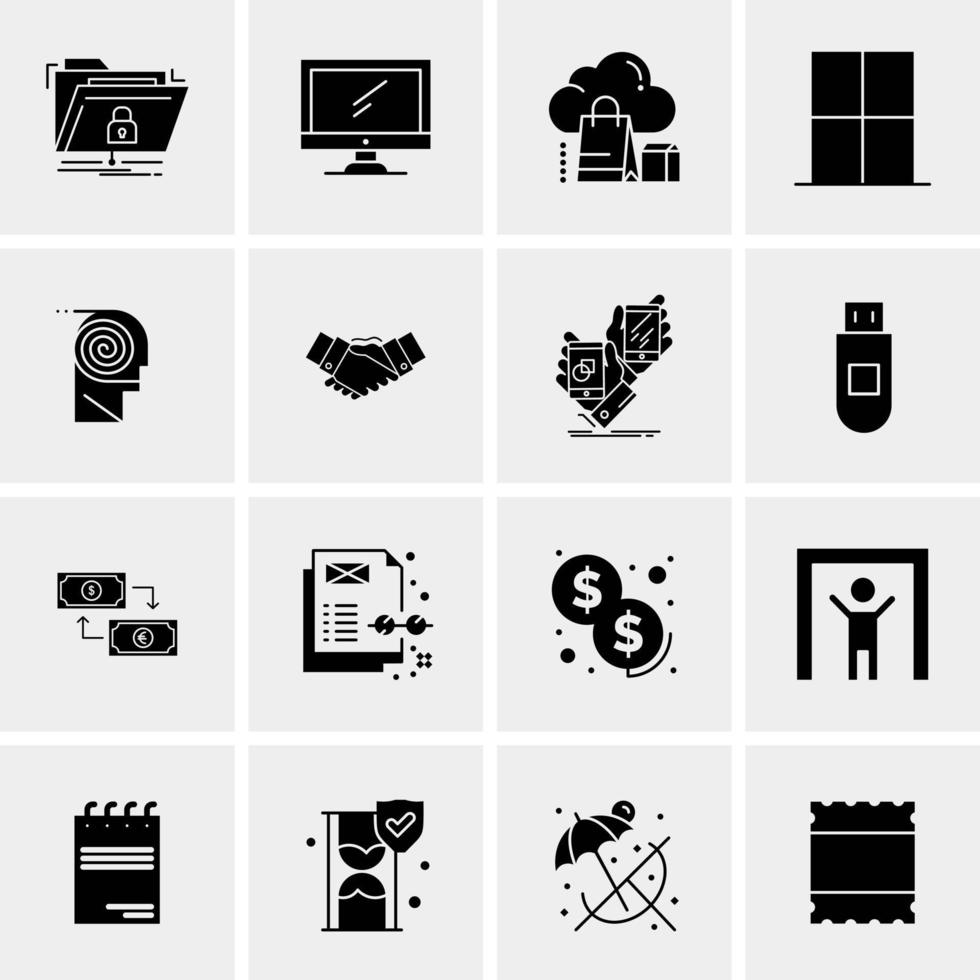 16 iconos de negocios universales vector ilustración de icono creativo para usar en proyectos relacionados con la web y dispositivos móviles