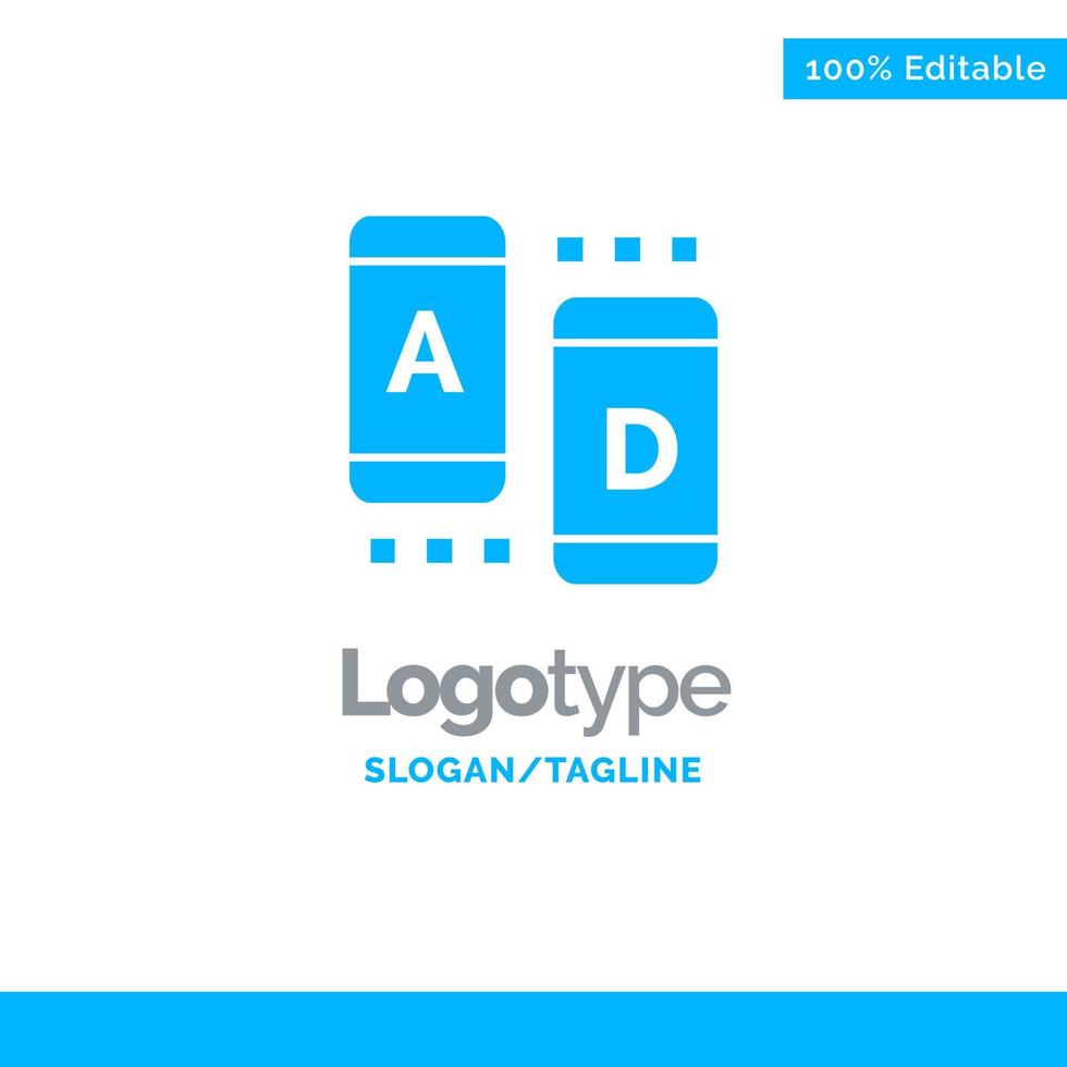 ad marketing online tablet azul sólido logotipo plantilla lugar para eslogan vector