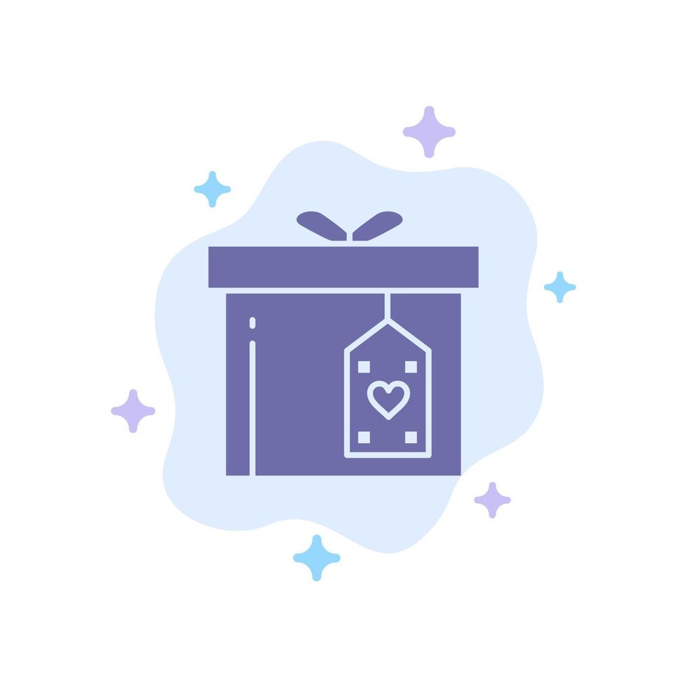 caja de regalo caja entrega sorpresa icono azul sobre fondo de nube abstracta vector