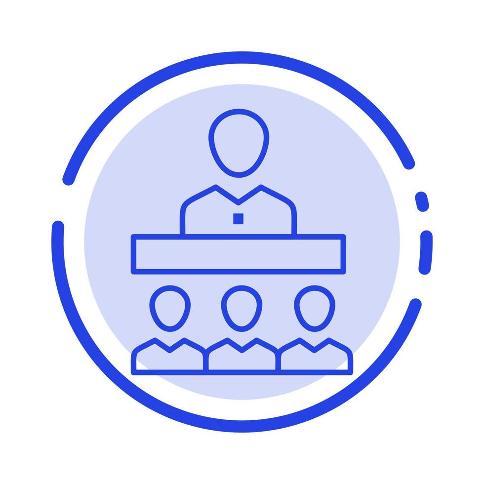 Meeting Team Teamwork Office Blue Dotted Line Line Icon vector