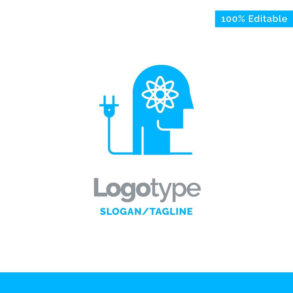 aumentar la capacidad aumentar el conocimiento mente plantilla de logotipo sólido azul lugar para el eslogan vector