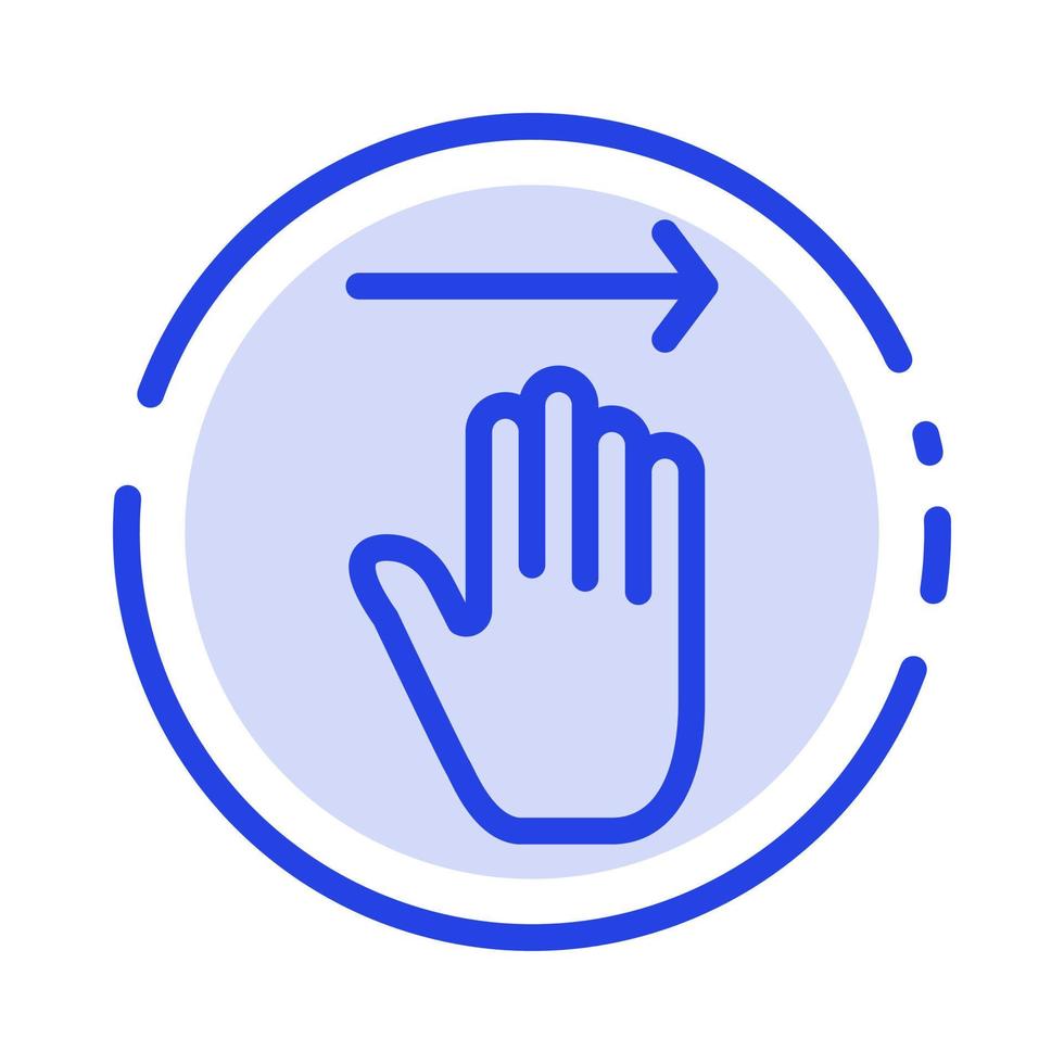 Hand Arrow Gestures right Blue Dotted Line Line Icon vector