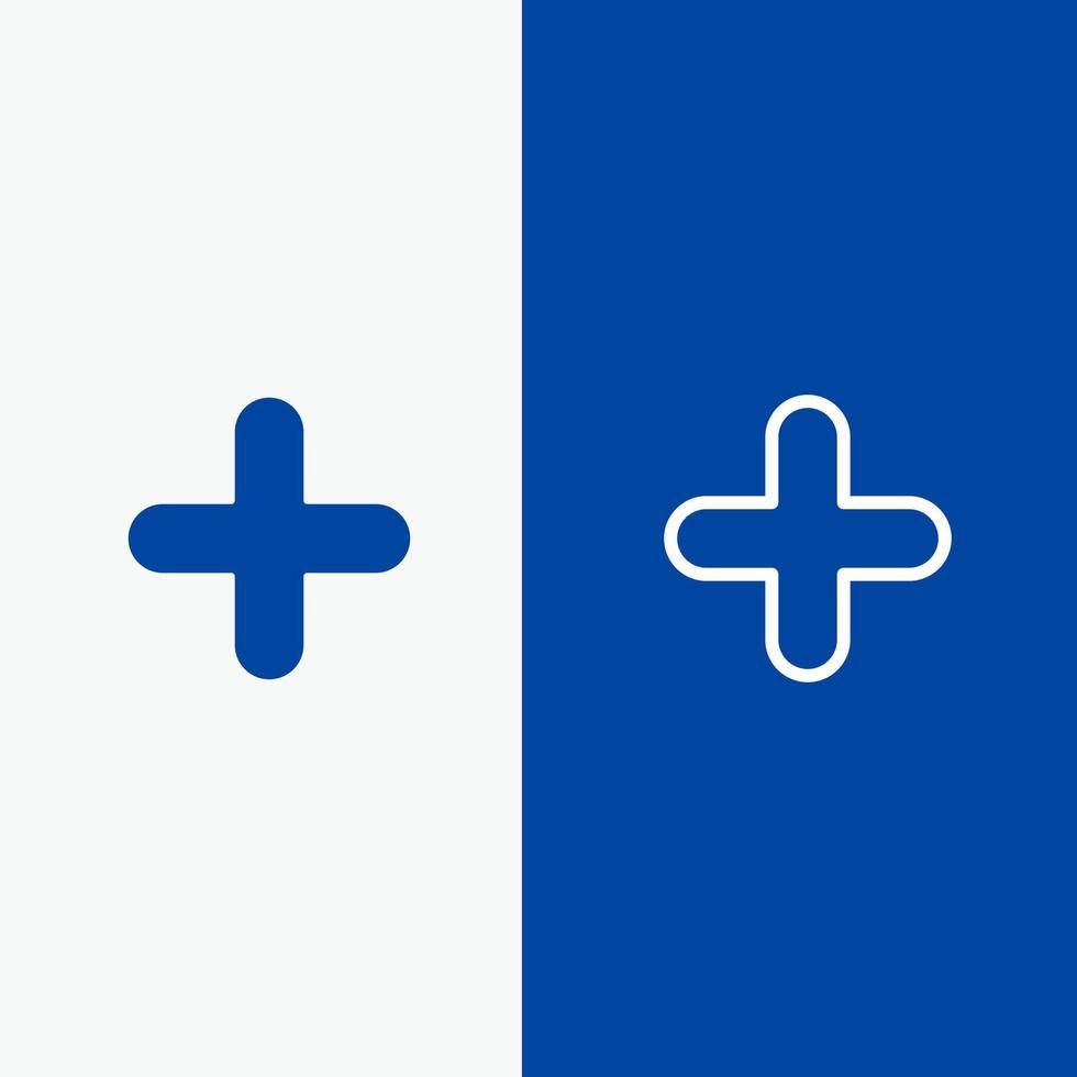 agregar nueva línea de signo más y glifo icono sólido banner azul línea y glifo icono sólido banner azul vector