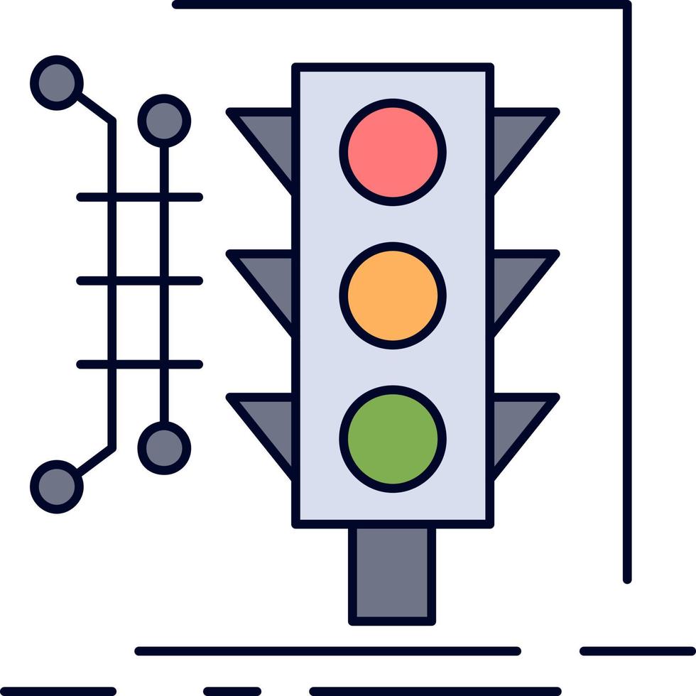 vector de icono de color plano de tráfico inteligente de control de gestión de la ciudad
