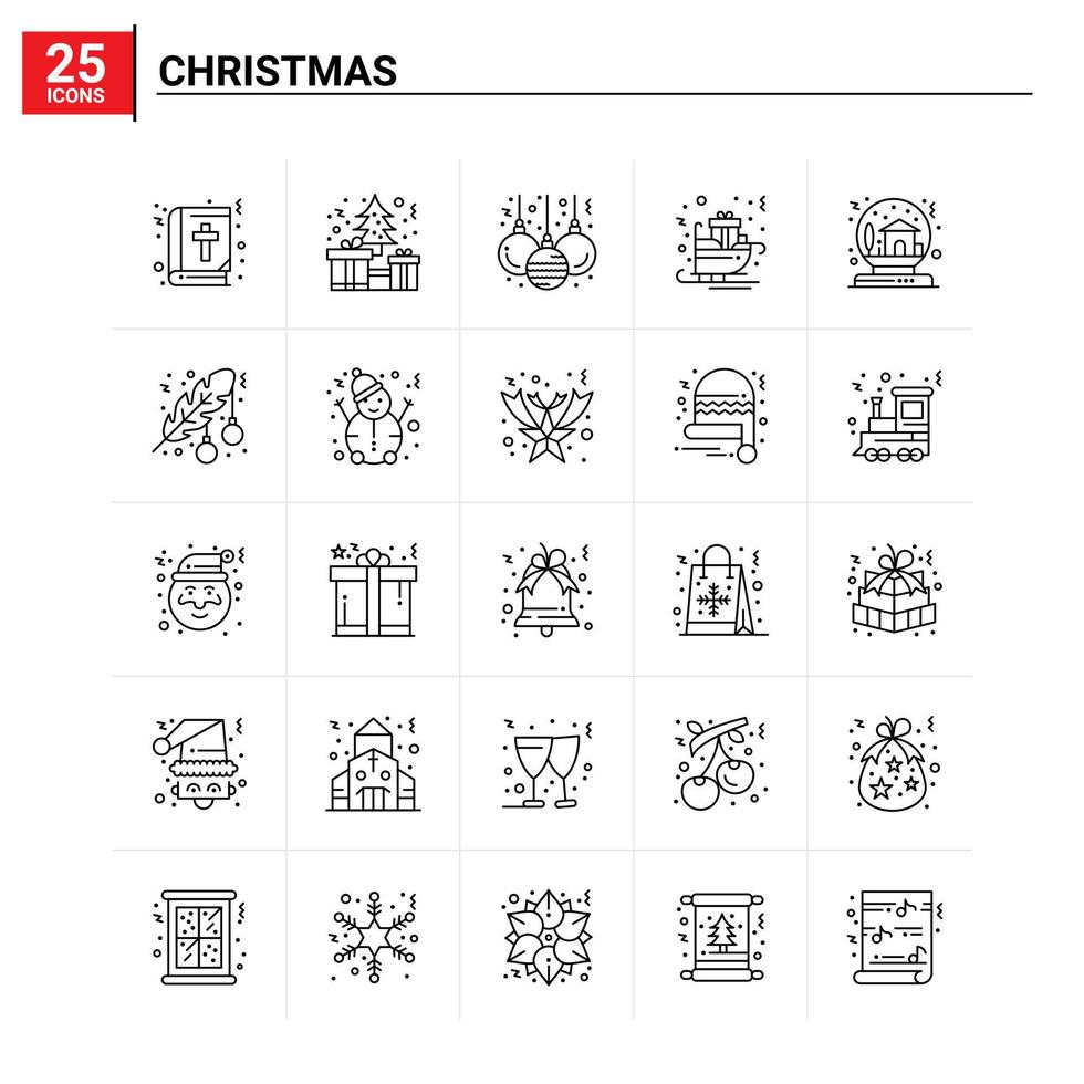 25 Christmas icon set vector background