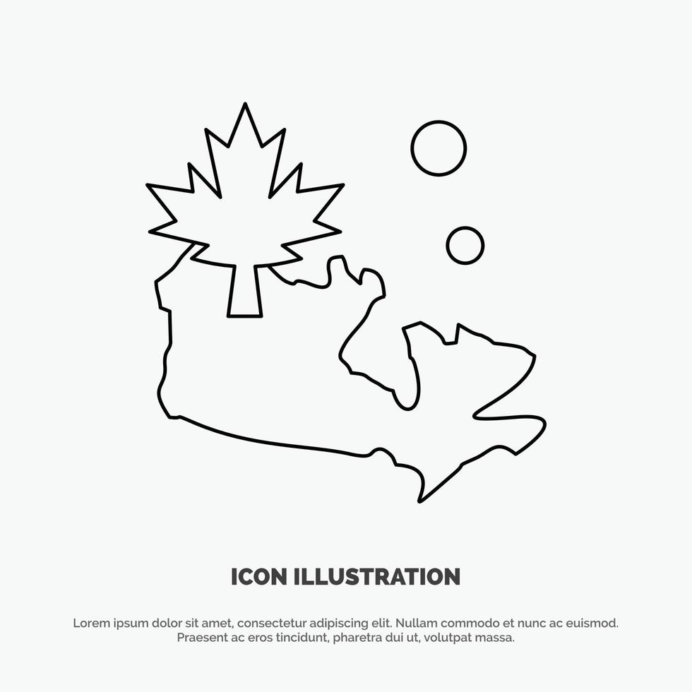 Map Canada Leaf Line Icon Vector