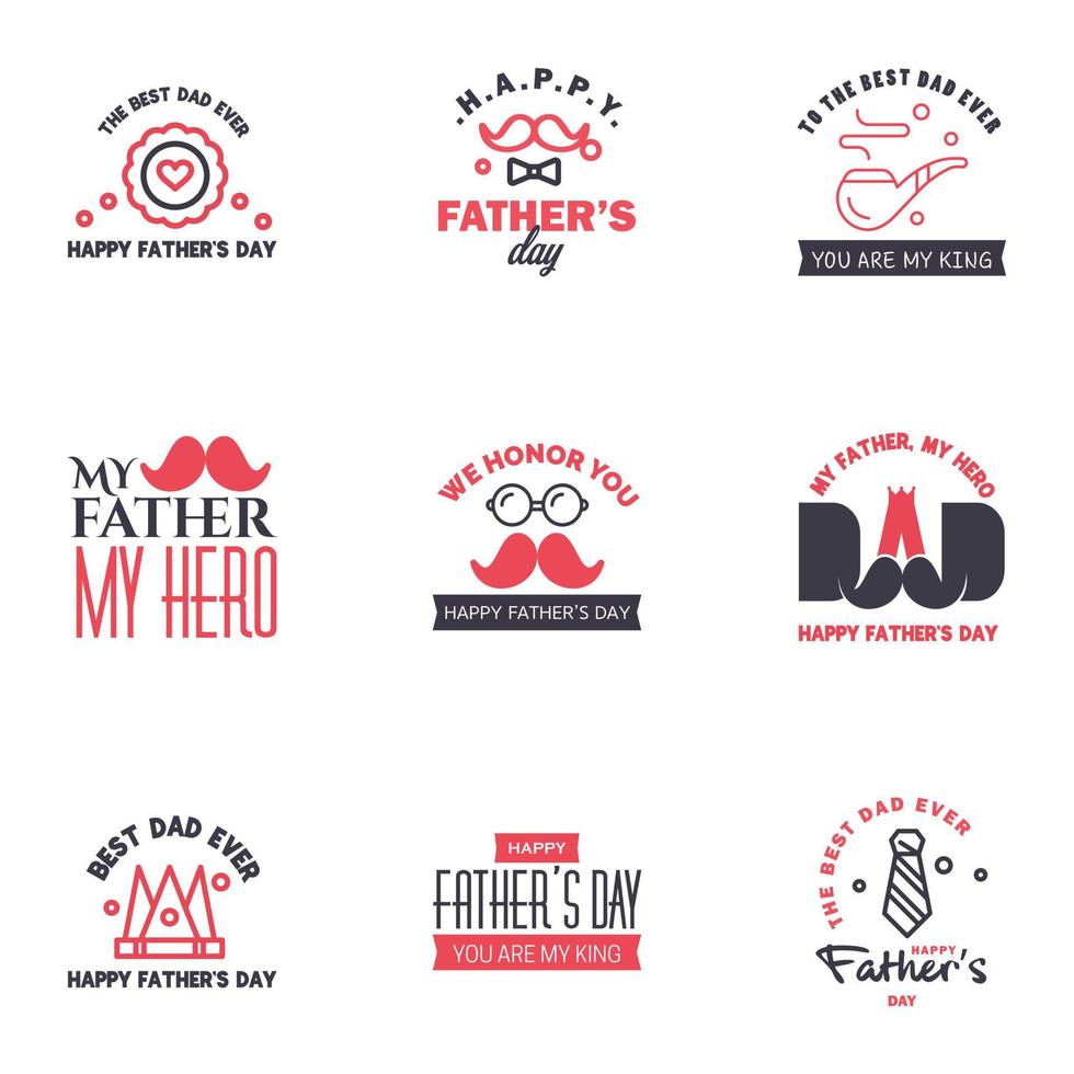 Happy Fathers Day Appreciation Vector Text Banner 9 Black and Pink Background for Posters Flyers Marketing Greeting Cards Editable Vector Design Elements