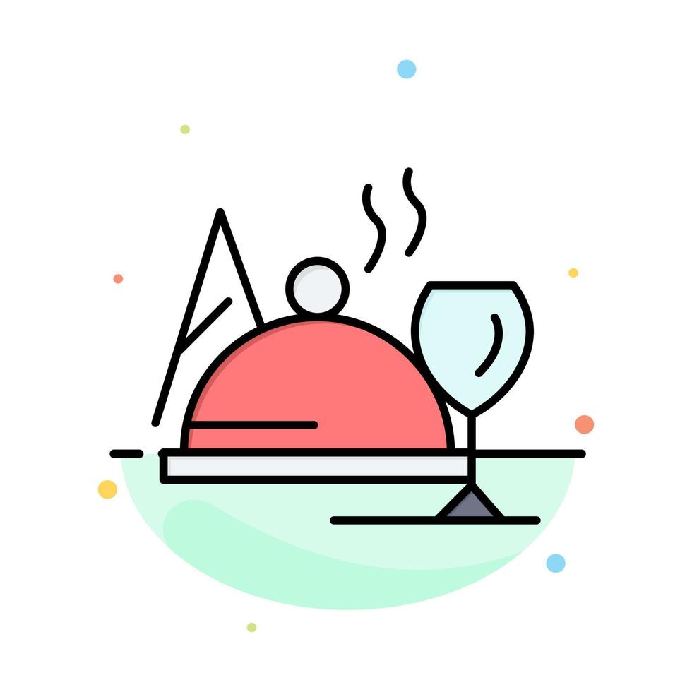 plantilla de icono de color plano abstracto de vidrio de comida de plato de hotel vector