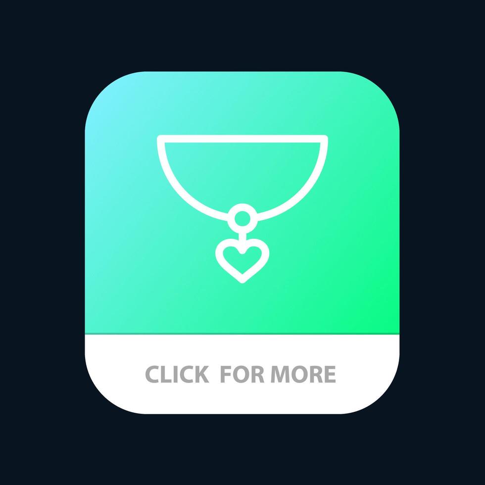 Necklace Heart Gift Mobile App Button Android and IOS Line Version vector