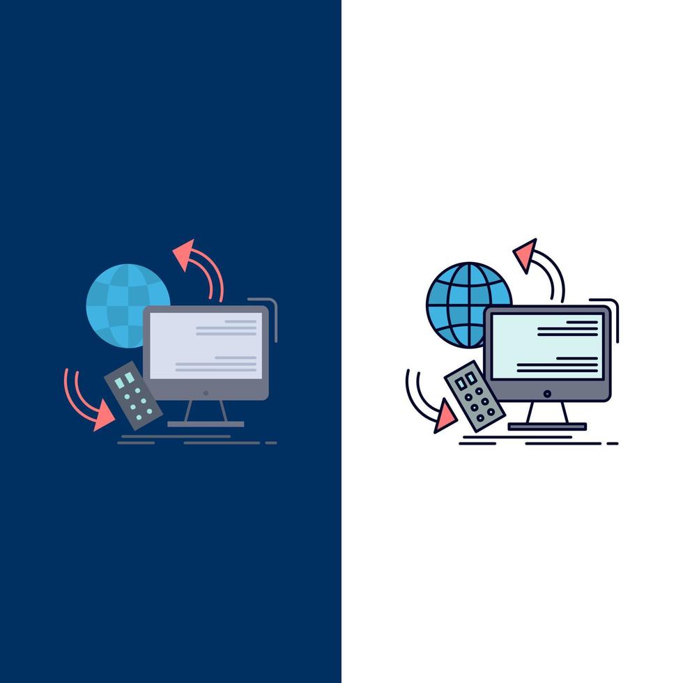 Access control monitoring remote security Flat Color Icon Vector