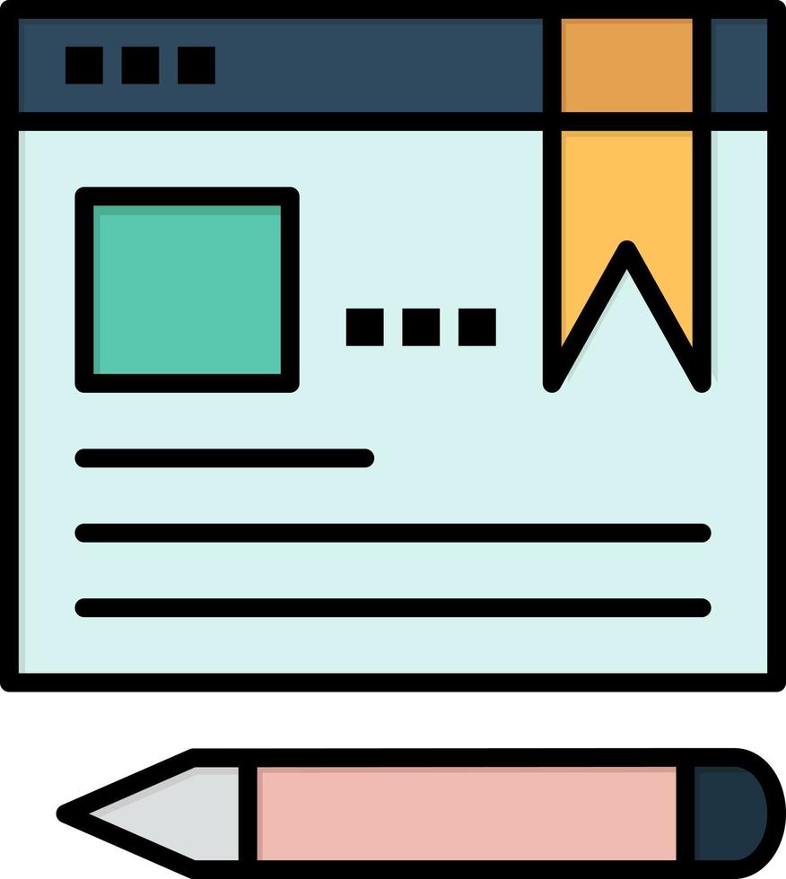 Browser Text Pen Education  Flat Color Icon Vector icon banner Template