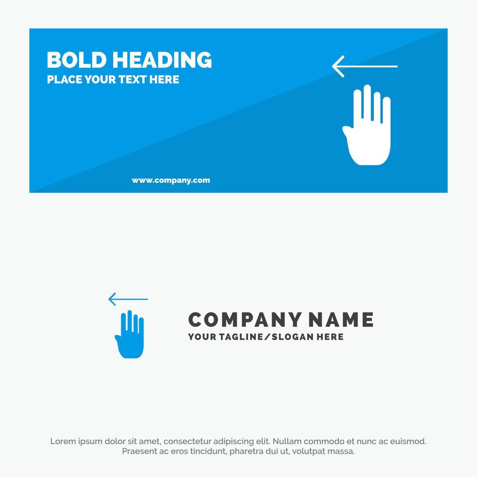 Finger Four Gesture Left SOlid Icon Website Banner and Business Logo Template vector