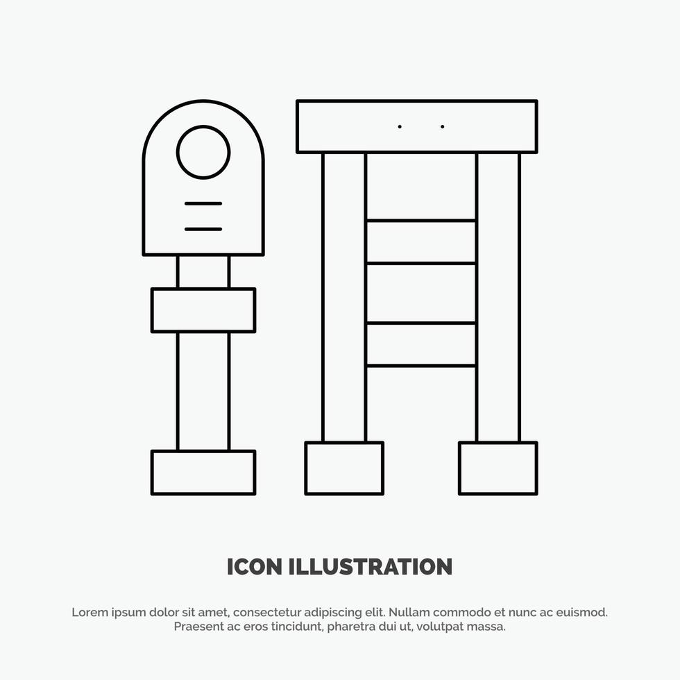 Bench Bus Station Stop Line Icon Vector
