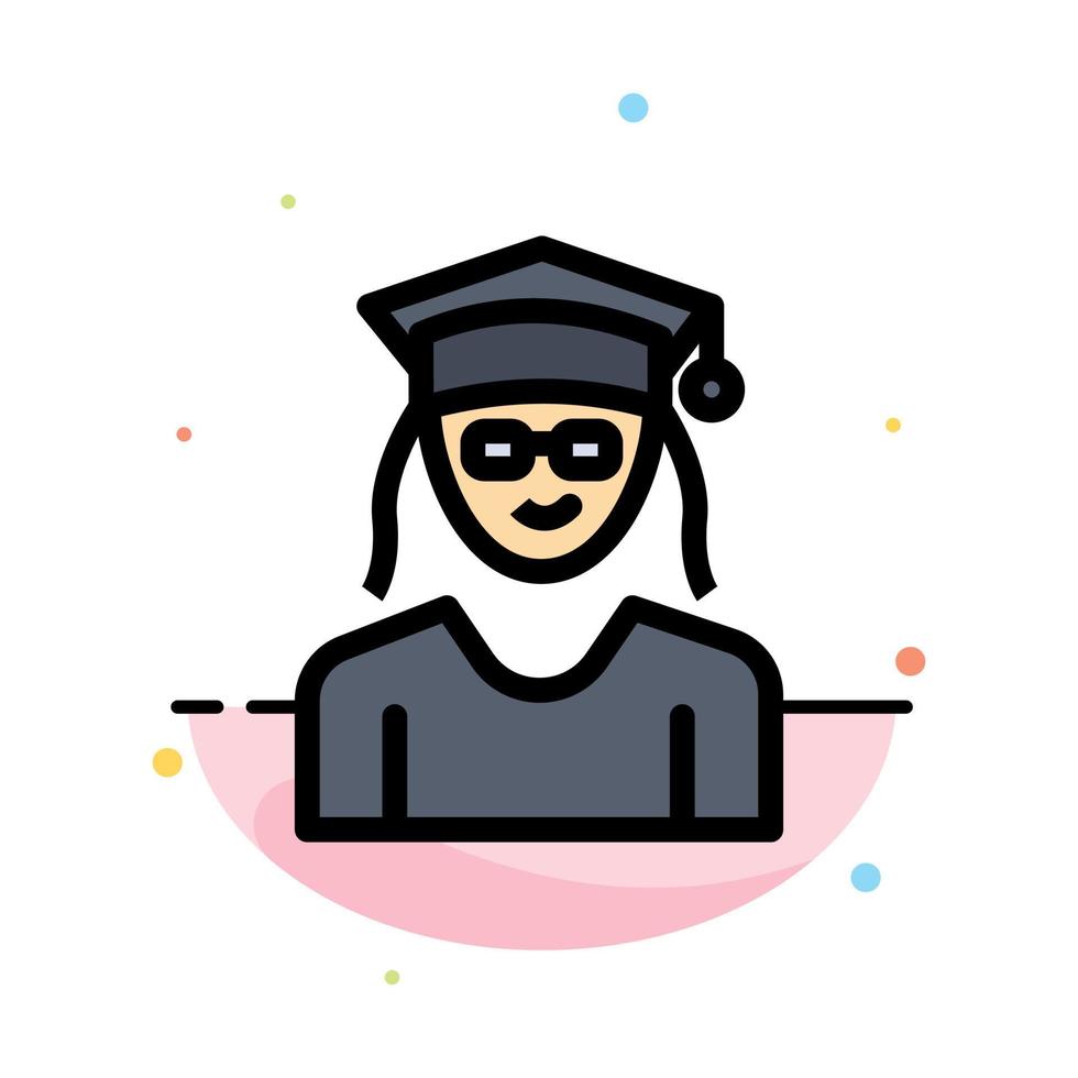 Cap Education Graduation Woman Abstract Flat Color Icon Template vector