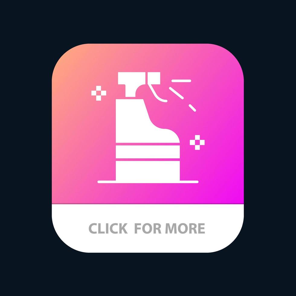 botón de aplicación móvil de producto de detergente de limpieza en aerosol versión de glifo de android e ios vector