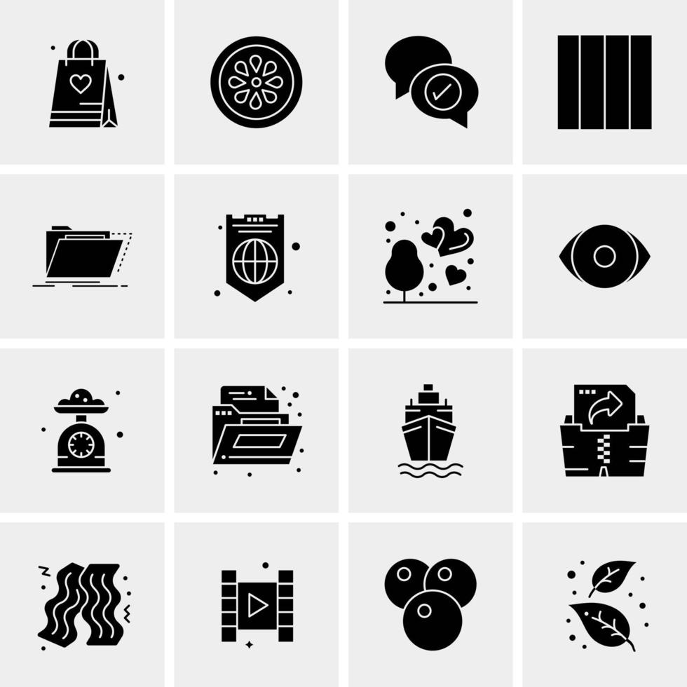 16 iconos de negocios universales vector ilustración de icono creativo para usar en proyectos relacionados con la web y dispositivos móviles