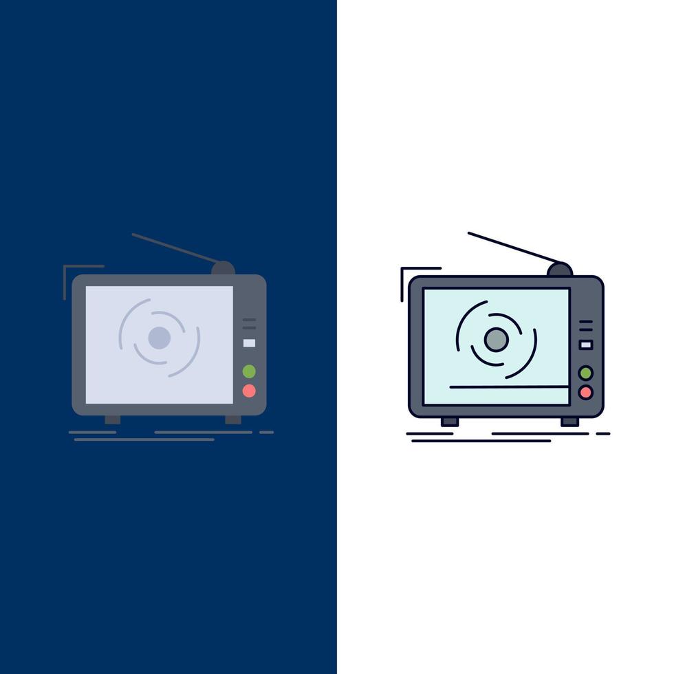 tv ad advertising television set Flat Color Icon Vector