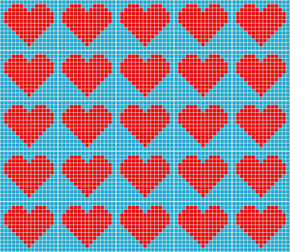 seamless pattern red pixel heart vector
