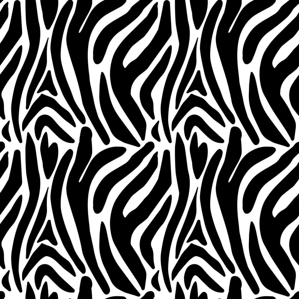 Seamless vector black and white zebra fur pattern. Stylish wild zebra print. Animal print background for fabric, textile, design, advertising banner.