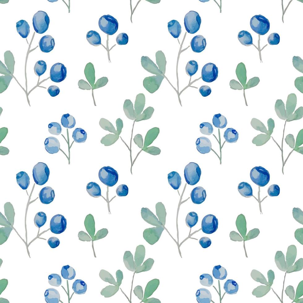 Seamless vector pattern with blueberries. Watercolor background. EPS10