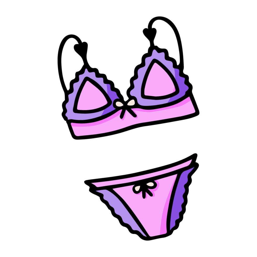Lace lingerie hand drawn illustration. Women's underwear element. Female clothing vector