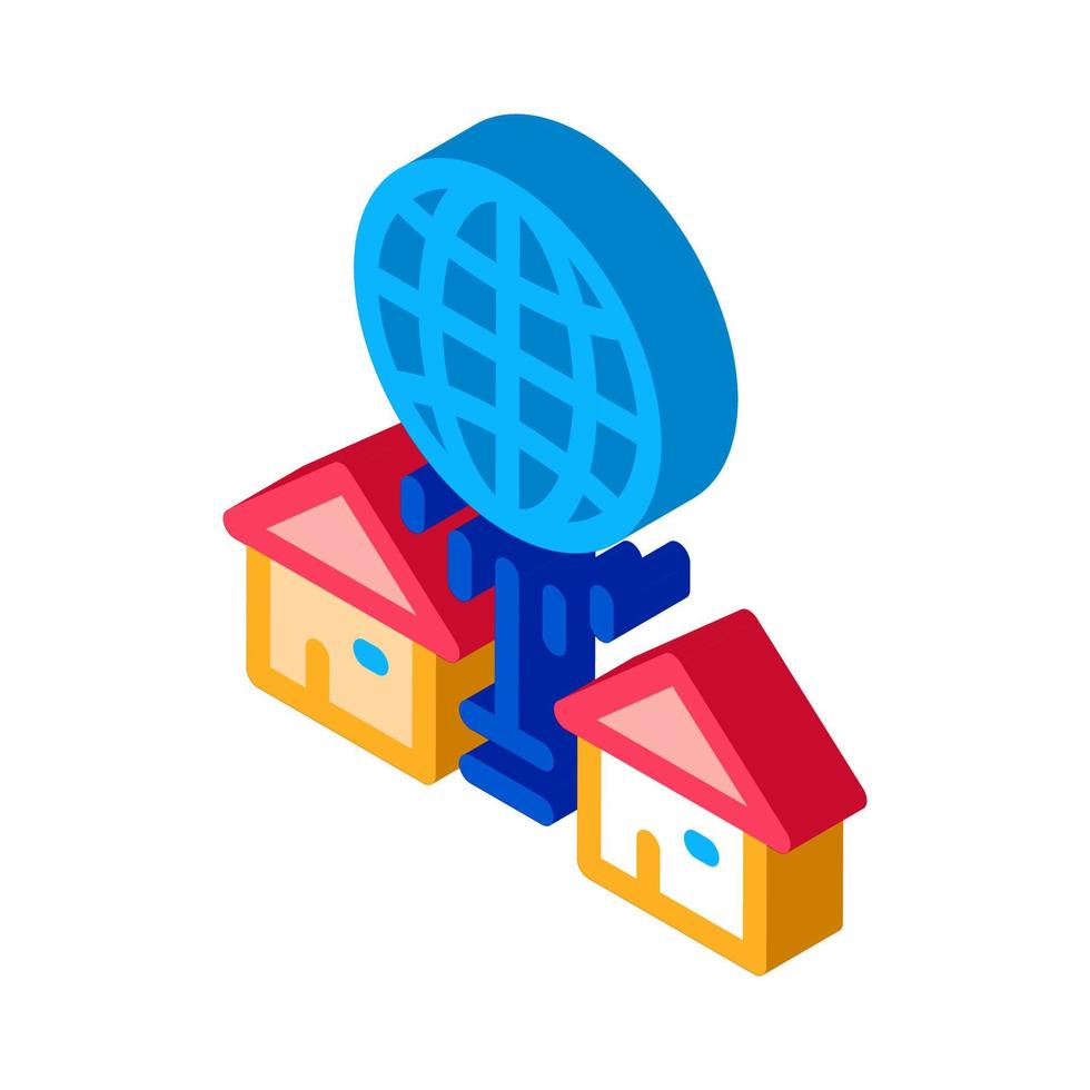houses internet connection isometric icon vector illustration