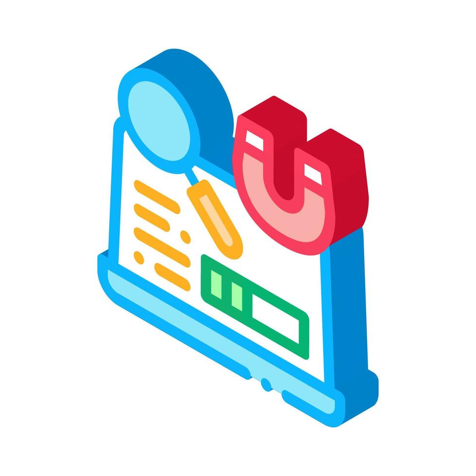 researching audit on laptop isometric icon vector illustration