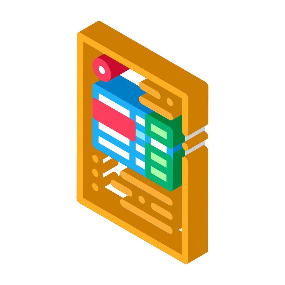 document with table of audit credit and debit isometric icon vector illustration