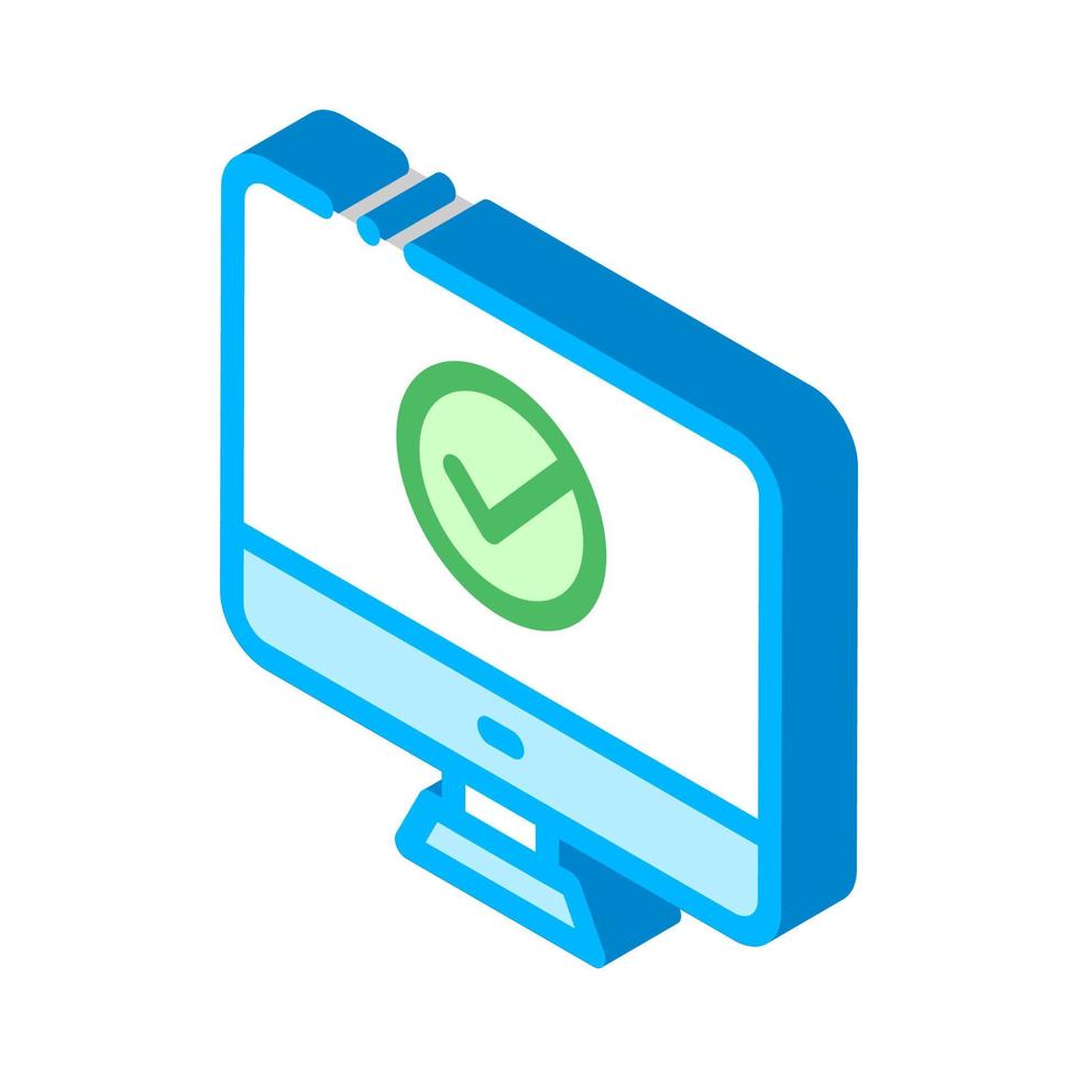 Computer Monitor And Approved Mark isometric icon vector