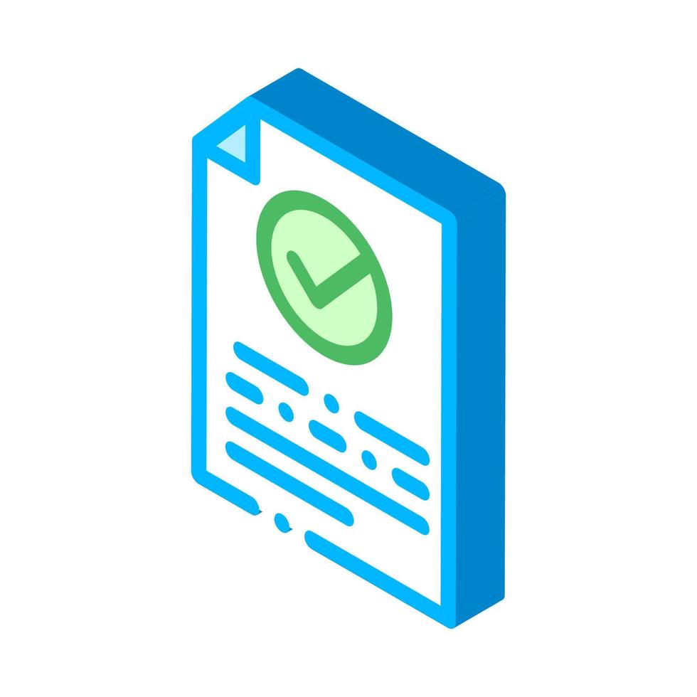 Document Text File With Approved Mark isometric icon vector