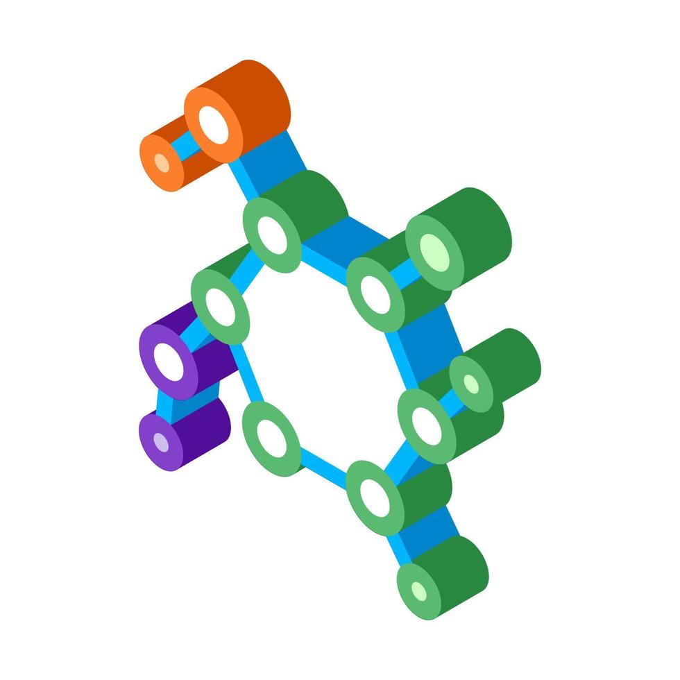 estructura molécula médica biomaterial icono isométrico vector