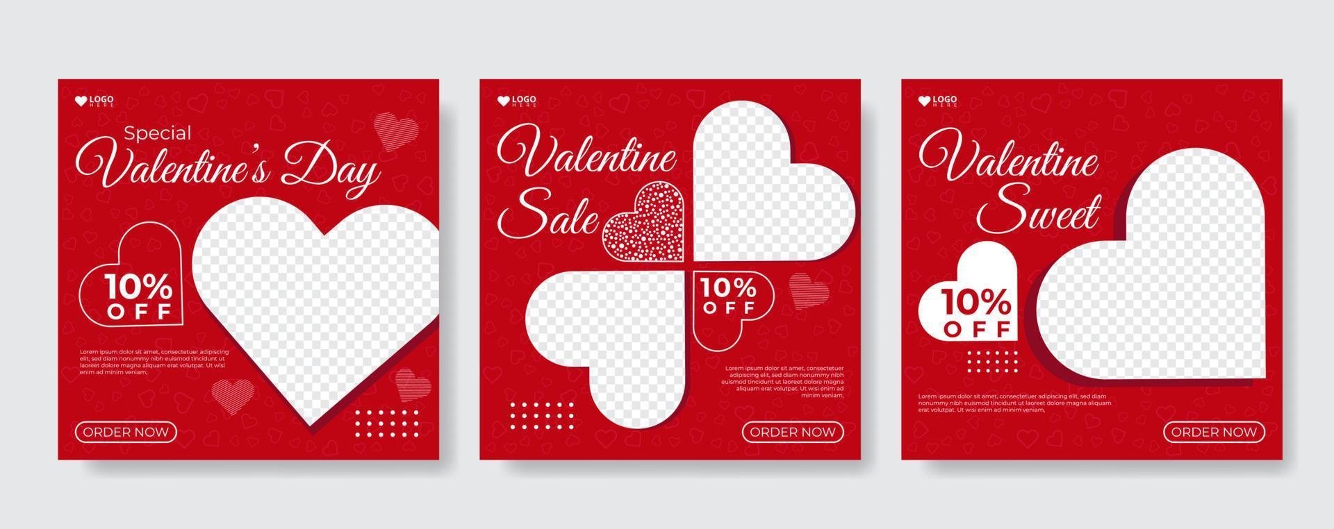 valentines day sale social media post template vector
