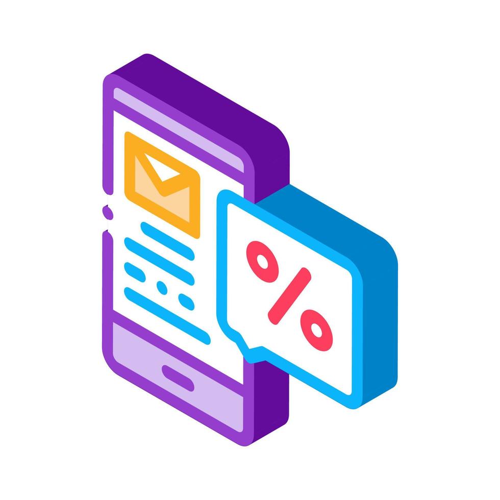 Phone Message about Percent isometric icon vector illustration