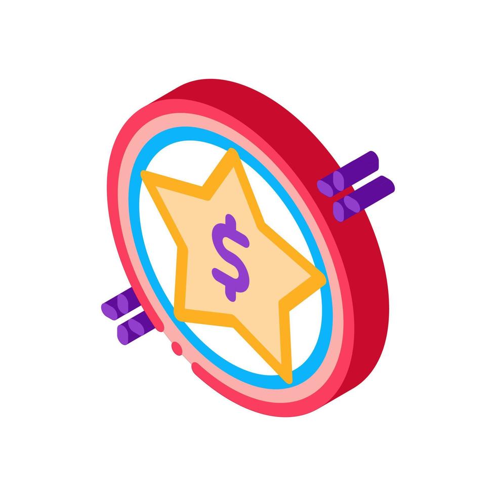 ilustración de vector de icono isométrico de bonificación de estrella de dólar