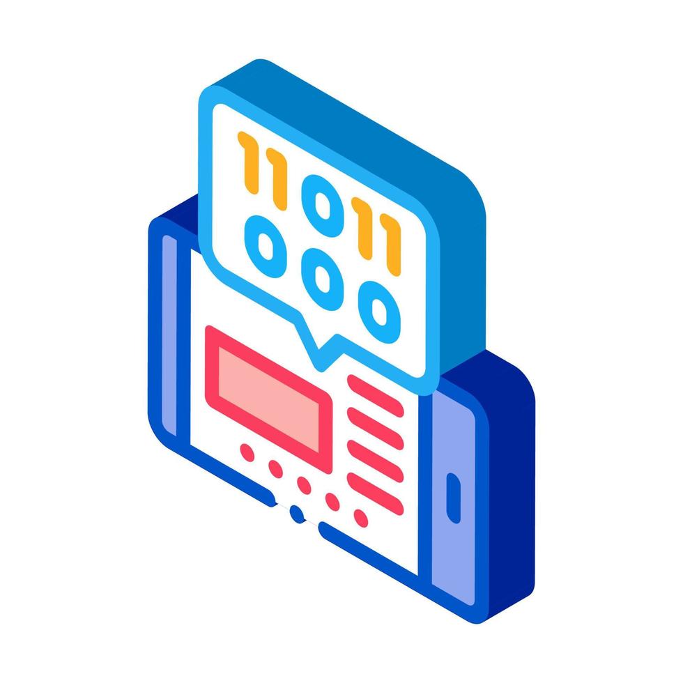 phone app binary code isometric icon vector illustration