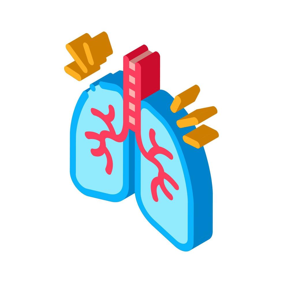 healthy lungs isometric icon vector illustration color