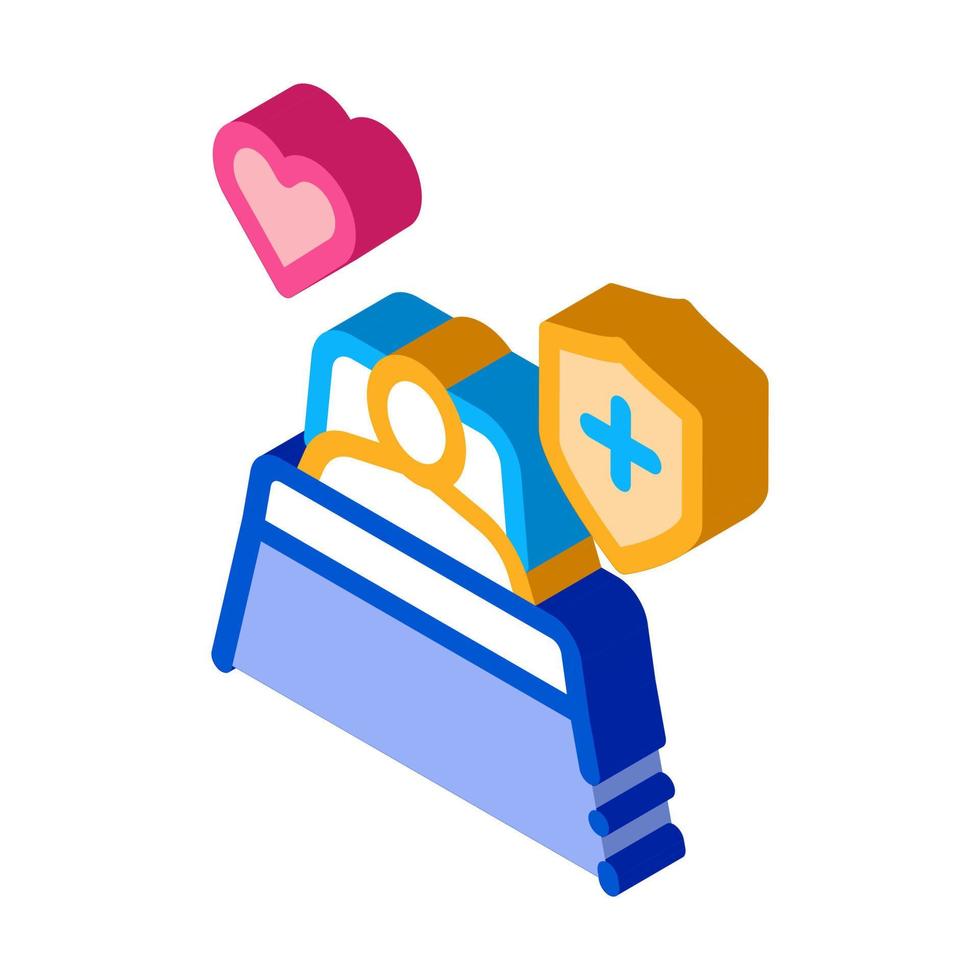 illness human in hospital ward isometric icon vector illustration