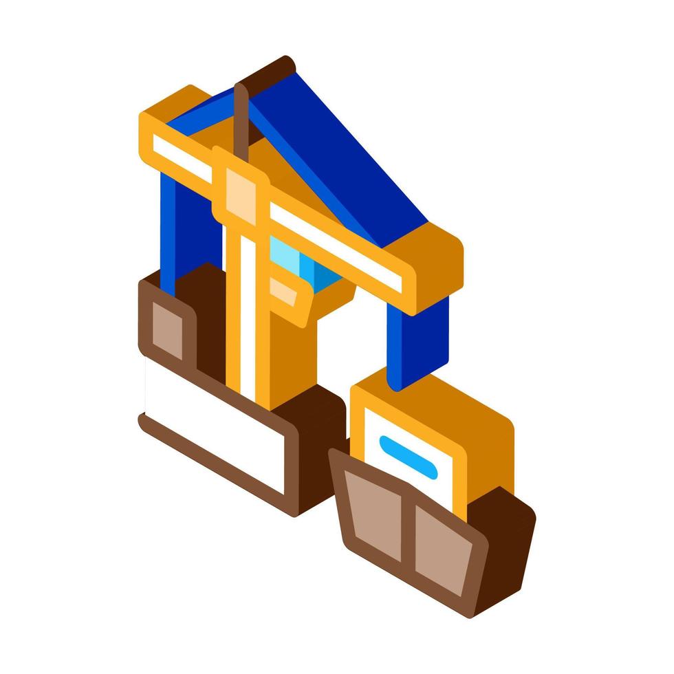 port crane and ship isometric icon vector illustration