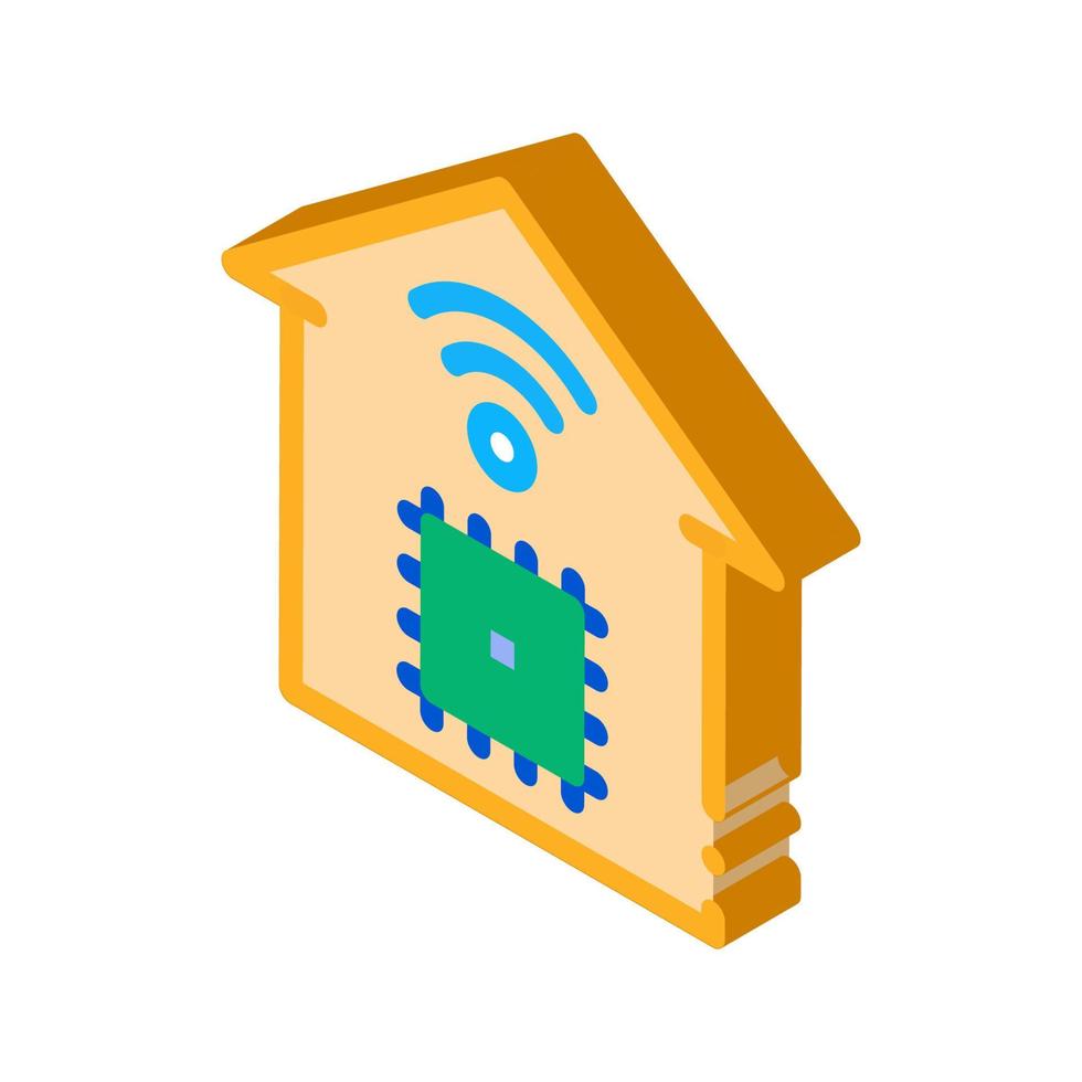 smart house chip wifi isometric icon vector illustration