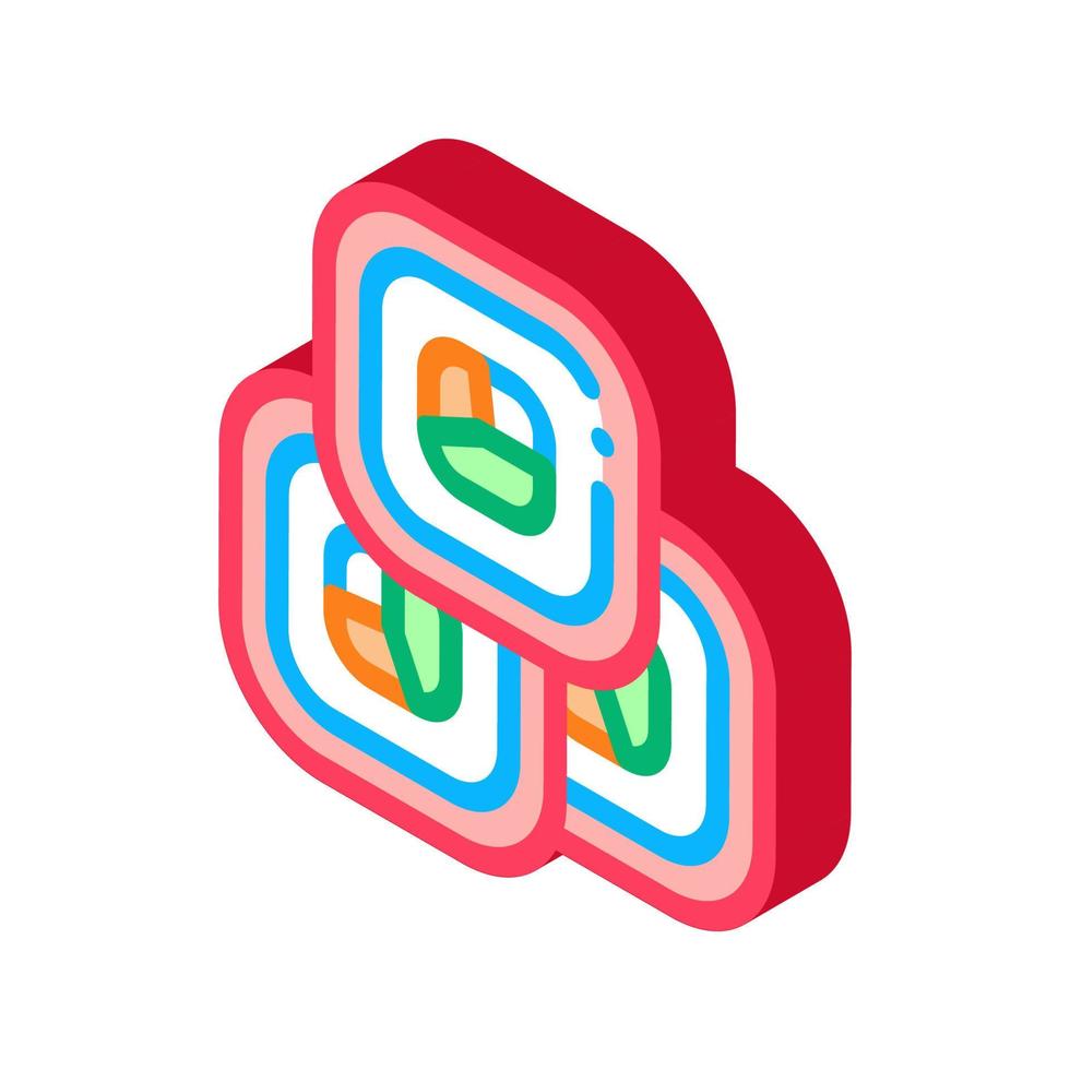 sushi roll rice fish isometric icon vector illustration