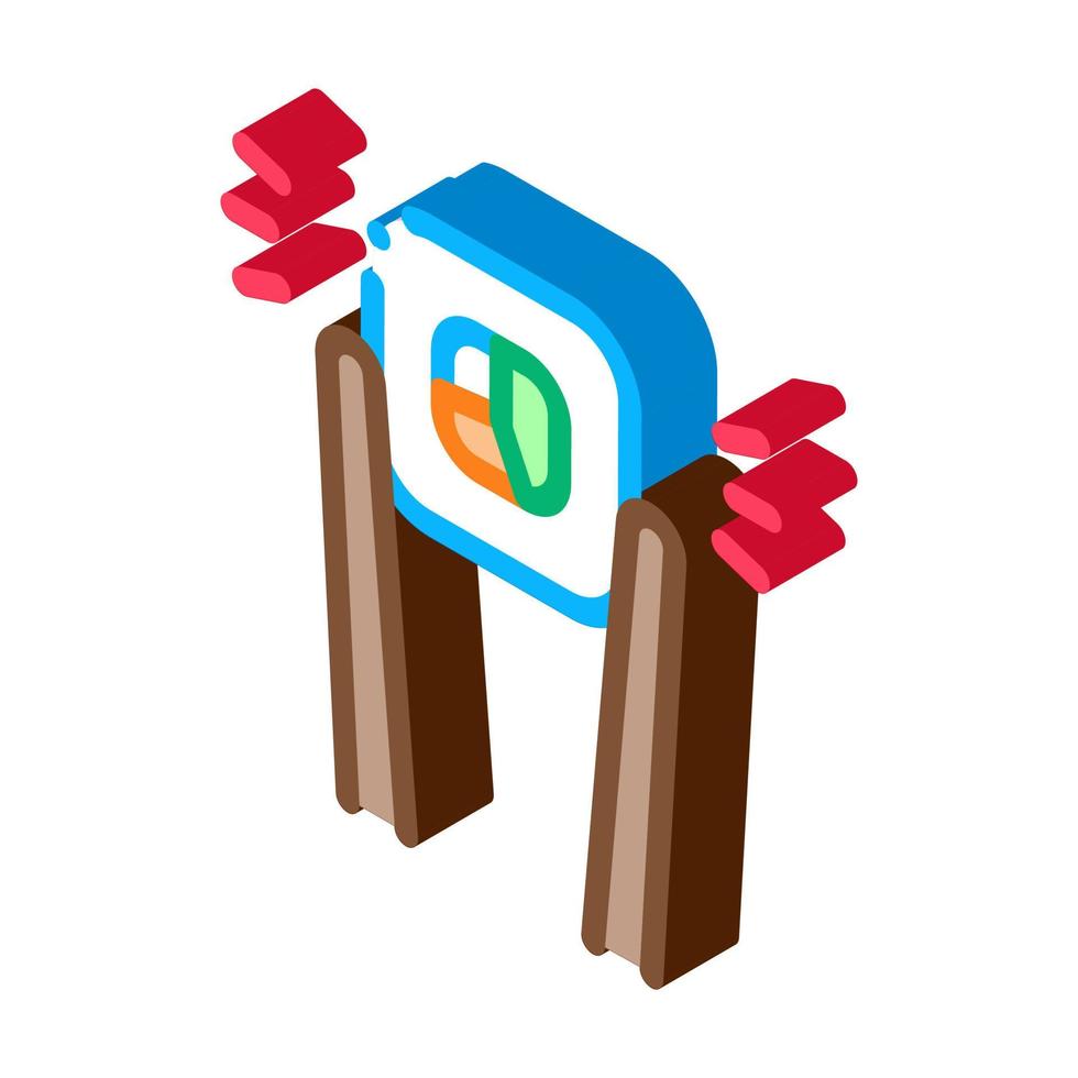 sushi roll holding sticks isometric icon vector illustration