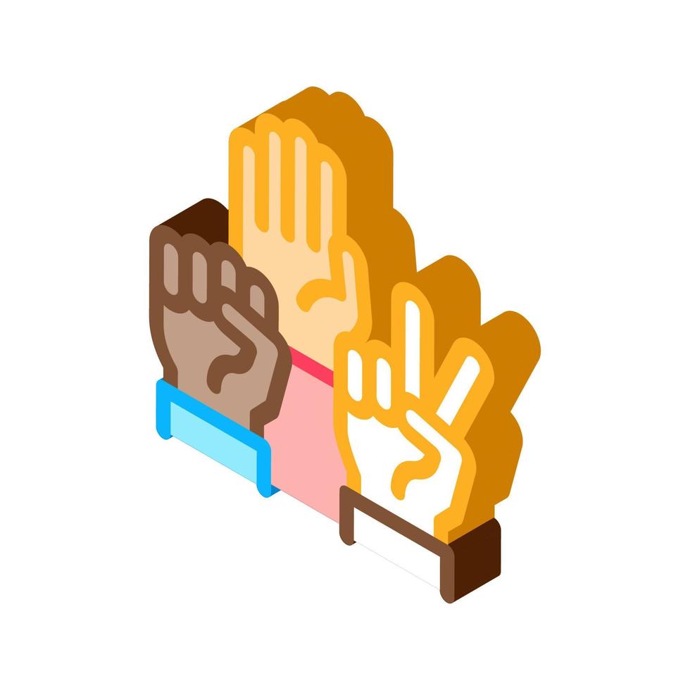 human hands race gestures isometric icon vector illustration