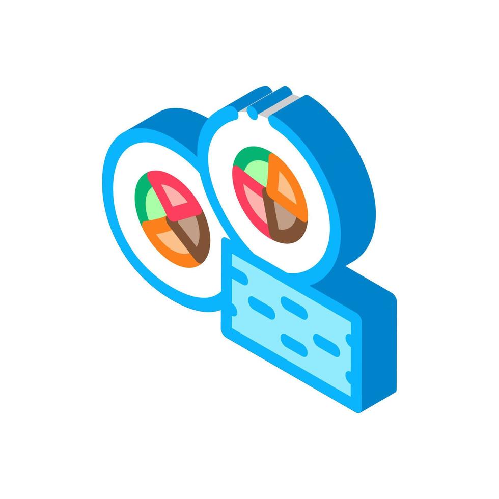 sushi roll tasty lunch isometric icon vector illustration
