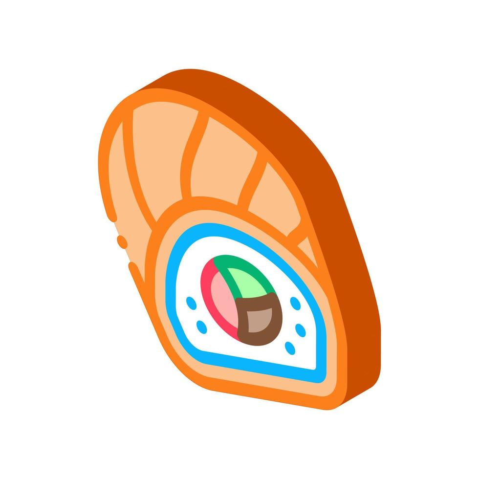 rollo de sushi icono de comida japonesa ilustración de contorno vectorial vector